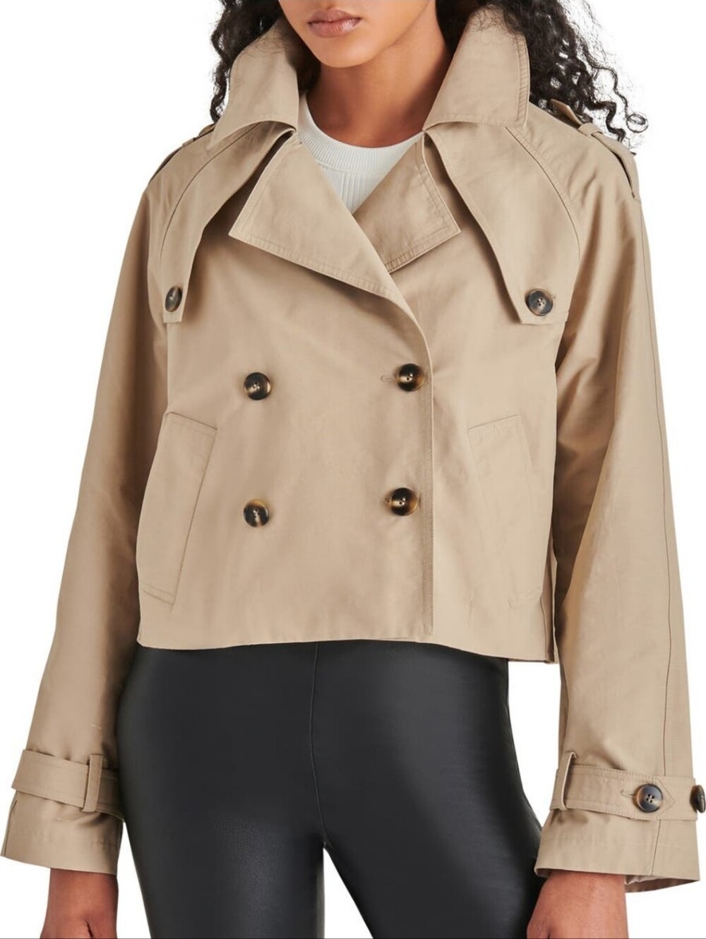NWT!! Steve Madden Beige Cropped Sirus Trench Jacket Size XL